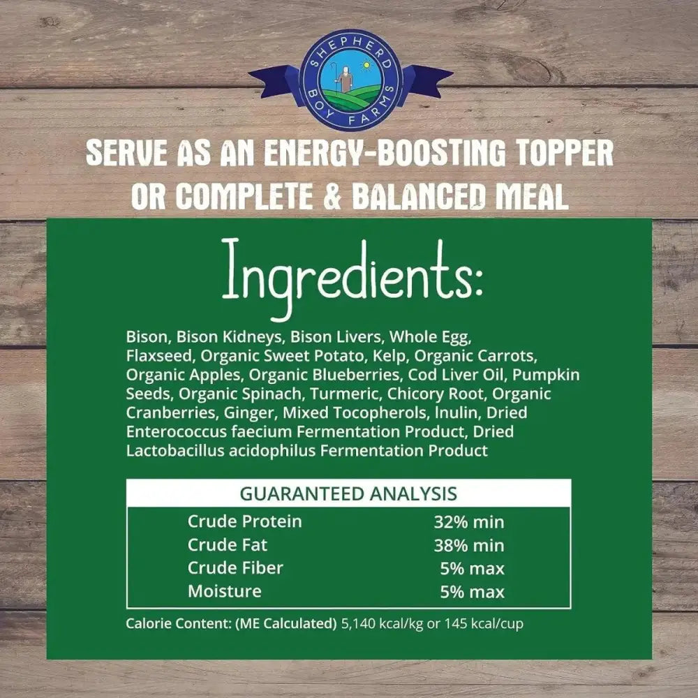 Shepherd Boy Farms Freeze Dried Bison Recipe Dog Food 14 oz - Talis Us