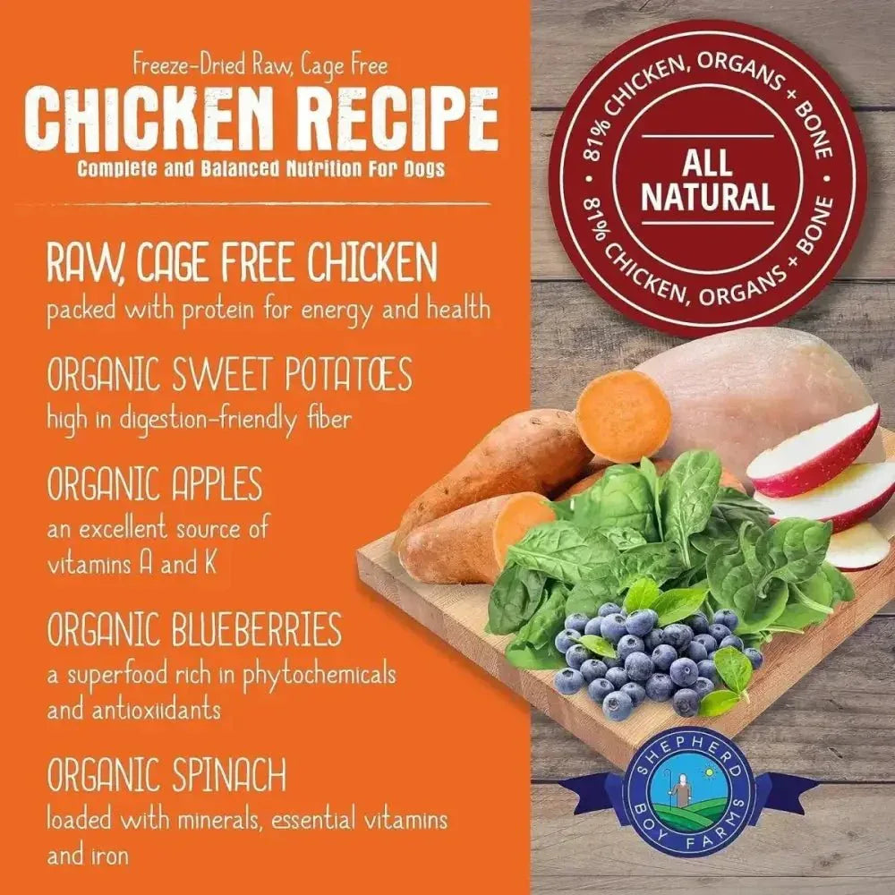 Shepherd Boy Farms Freeze Dried Chicken Recipe Dog Food 14oz - Talis Us