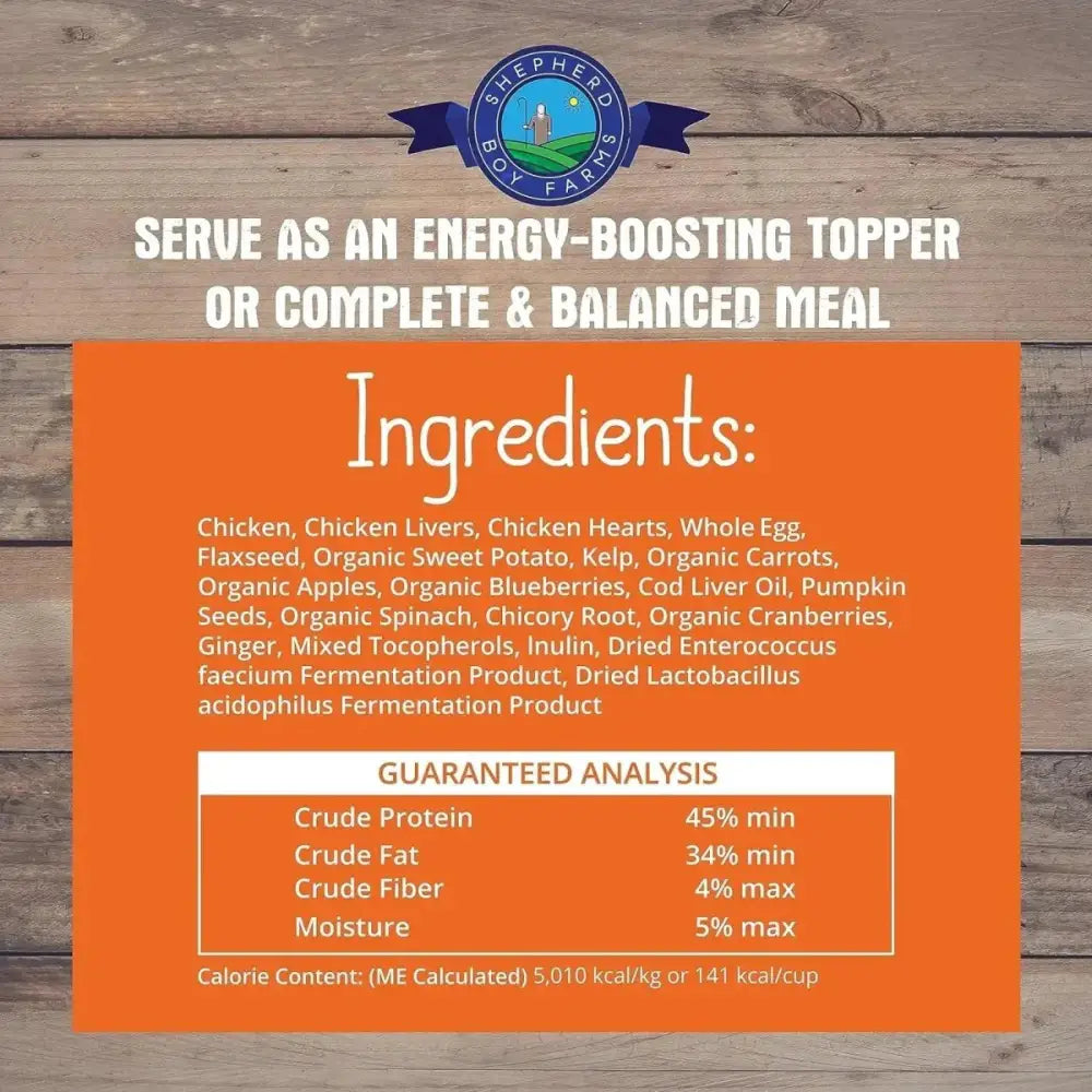 Shepherd Boy Farms Freeze Dried Chicken Recipe Dog Food 14oz - Talis Us