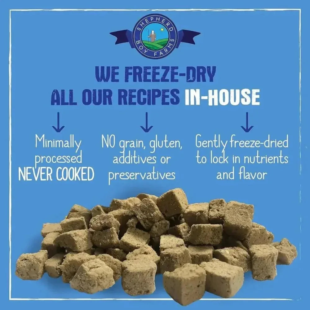Shepherd Boy Farms Freeze Dried Fish Medley Recipe Dog Food 14oz - Talis Us