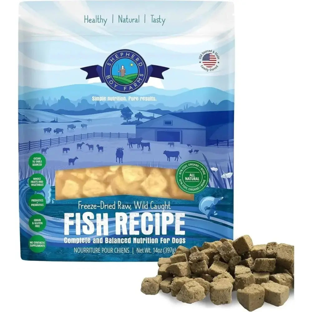 Shepherd Boy Farms Freeze Dried Fish Medley Recipe Dog Food 14oz - Talis Us
