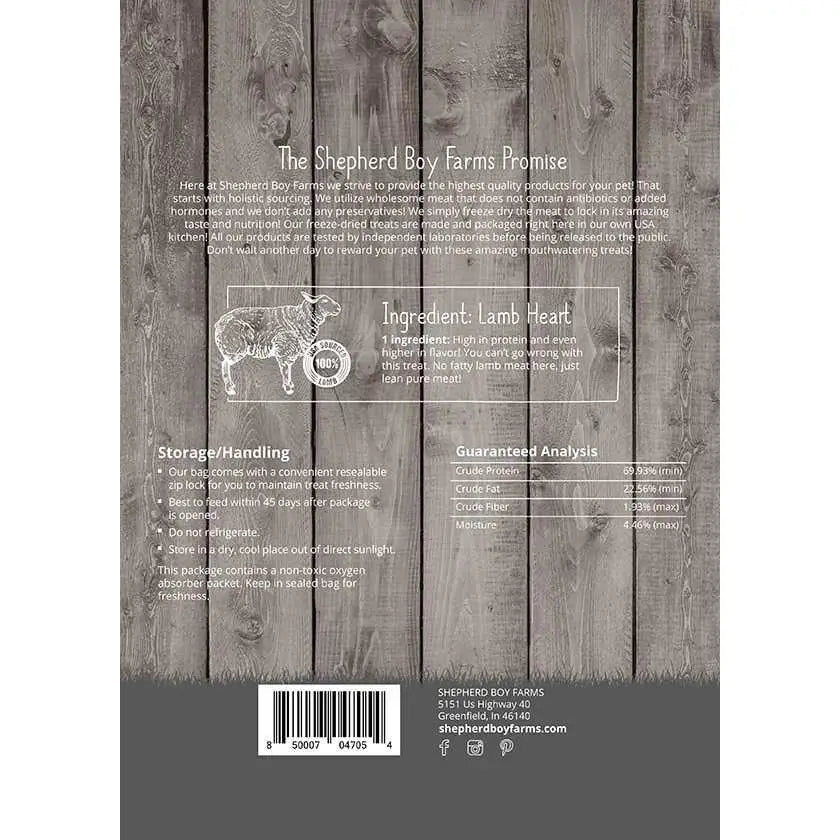 Shepherd Boy Farms Freeze - Dried Lamb Hearts Dog Treats - Talis Us