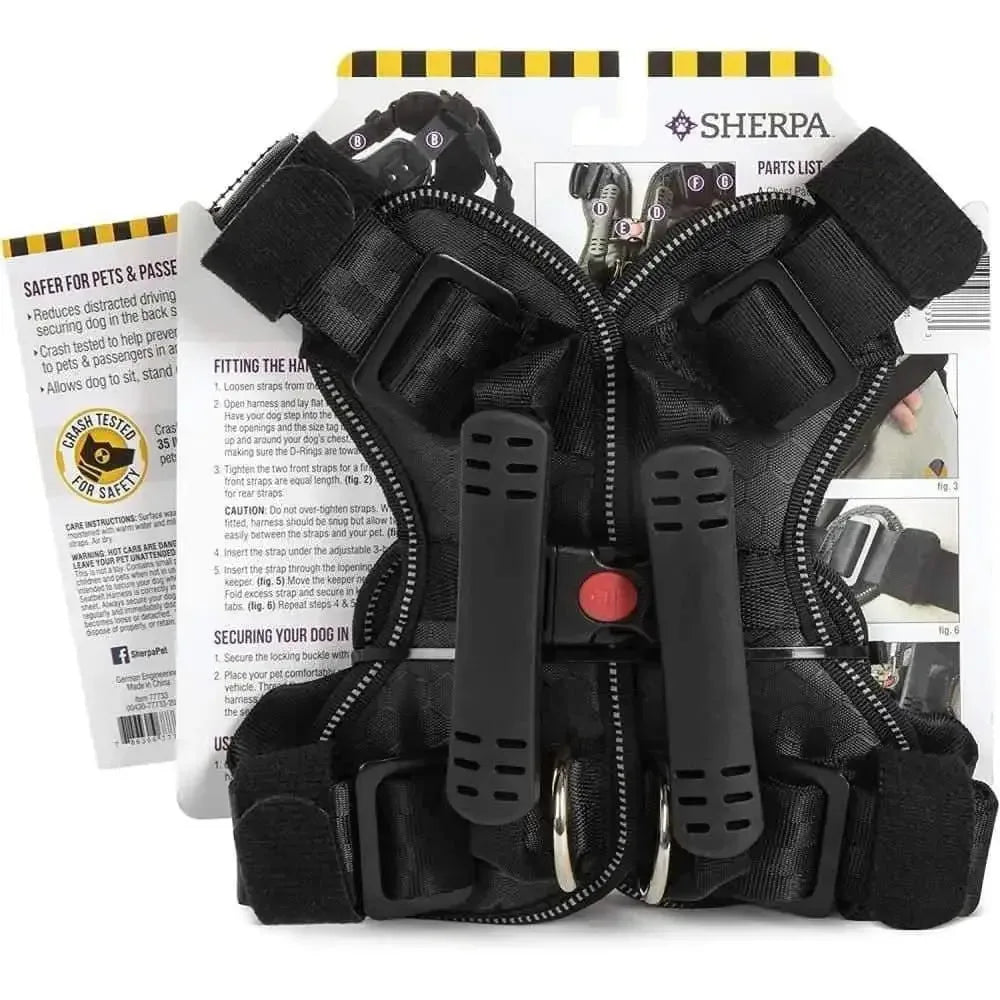 Sherpa's Pet Trading Company Crash Tested Seatbelt Safety Dog Harness Black Sherpa's Pet Trading Company CPD