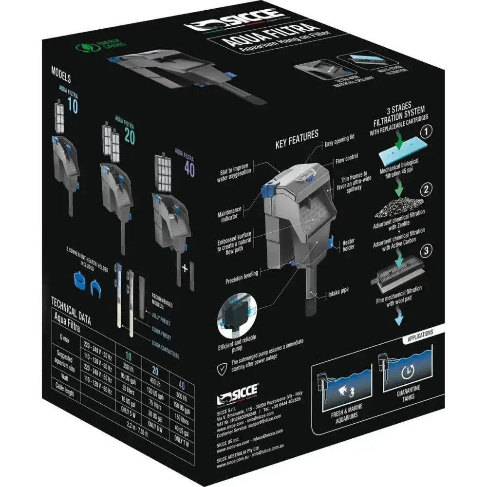 Sicce Aqua Filtra Aquarium Hang on Filter - Talis Us