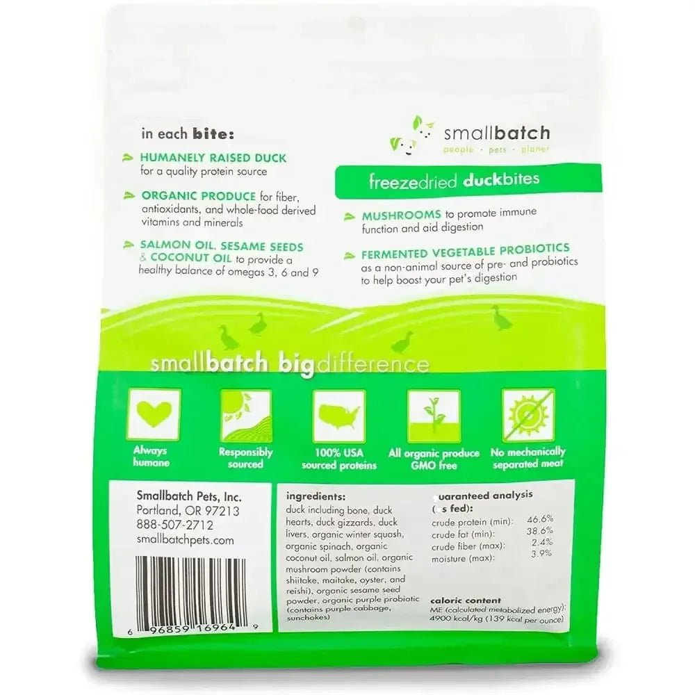Smallbatch Pets Freeze - Dried Duck Bites for Dogs & Cats, 7 oz - Talis Us