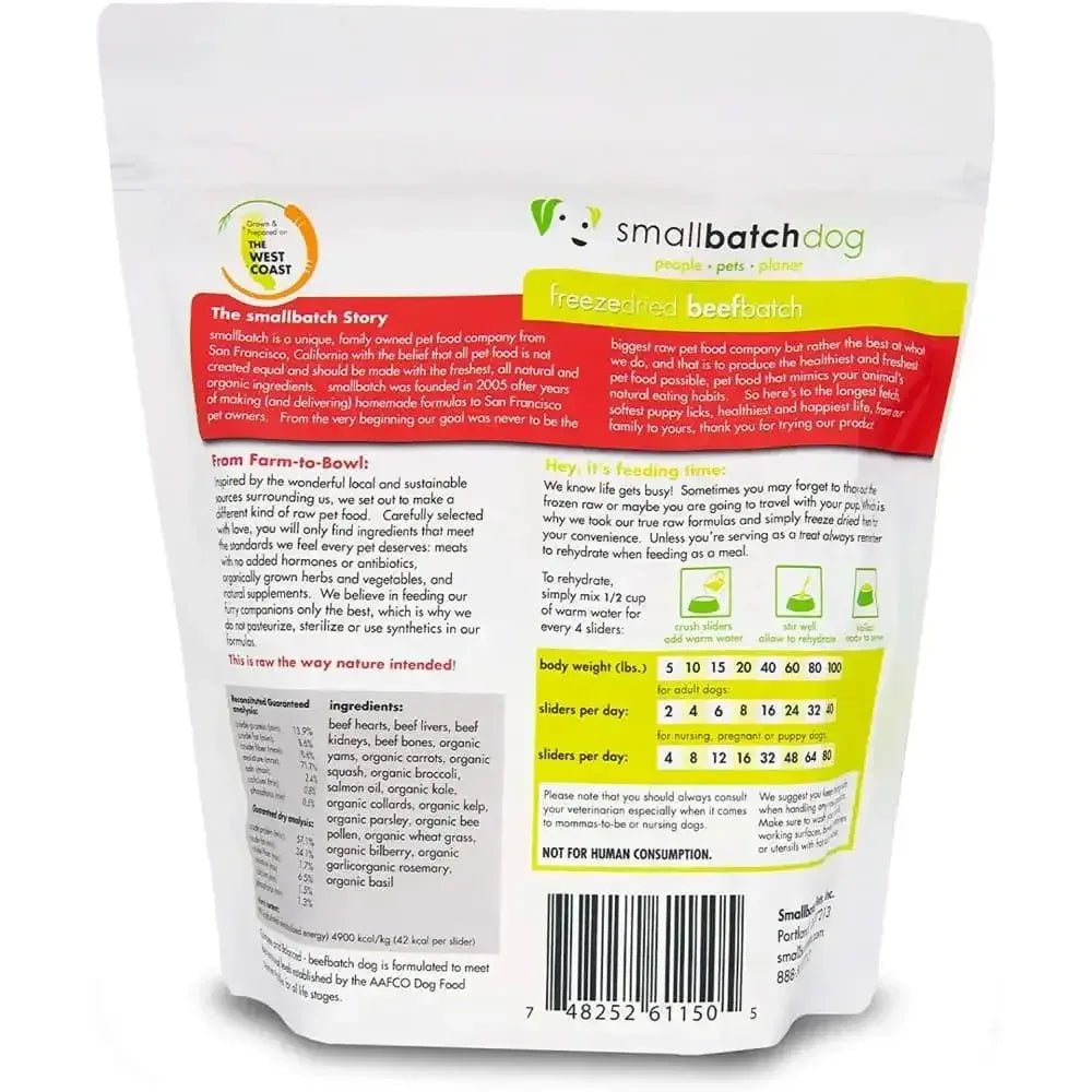 Smallbatch Pets Freeze - Dried Premium Raw Food Diet for Dogs, Beefbatch Sliders Dog Food - Talis Us