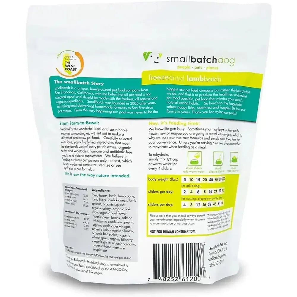 Smallbatch Pets Freeze - Dried Premium Raw Food Diet for Dogs, Lamb Sliders Dog Food 14 oz - Talis Us