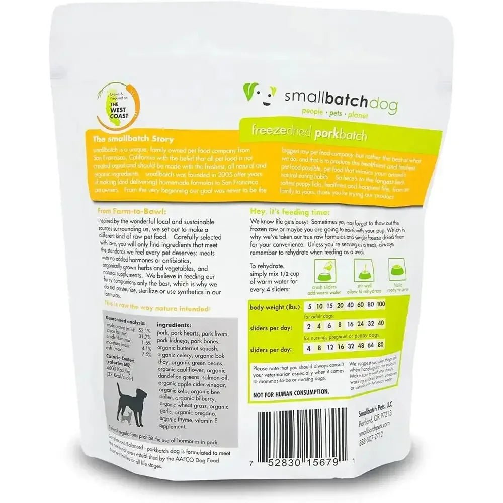 Smallbatch Pets Freeze - Dried Premium Raw Food Diet for Dogs, Pork Sliders Dog Food 14oz - Talis Us