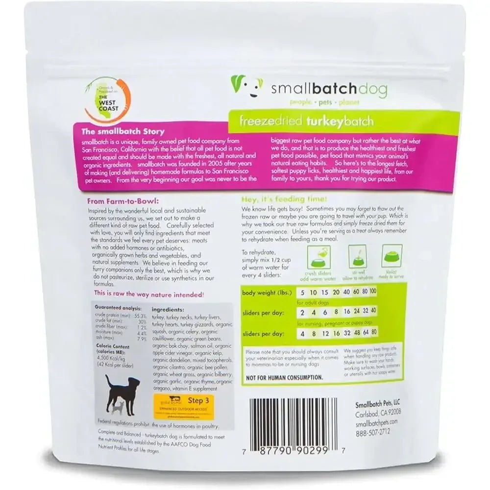 Smallbatch Pets Freeze - Dried Premium Raw Food Diet for Dogs, Turkey Sliders Dog Food - Talis Us