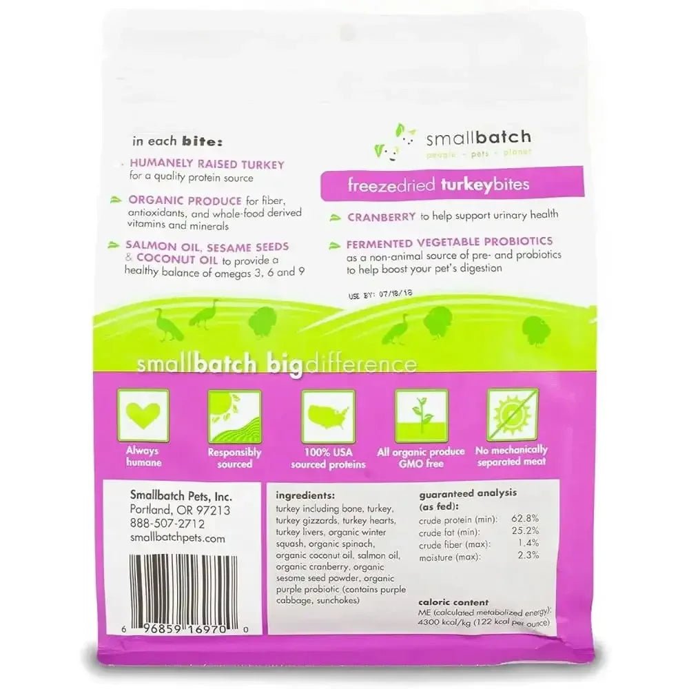 Smallbatch Pets Freeze - Dried Turkey Bites for Dogs & Cats, 7 oz, - Talis Us