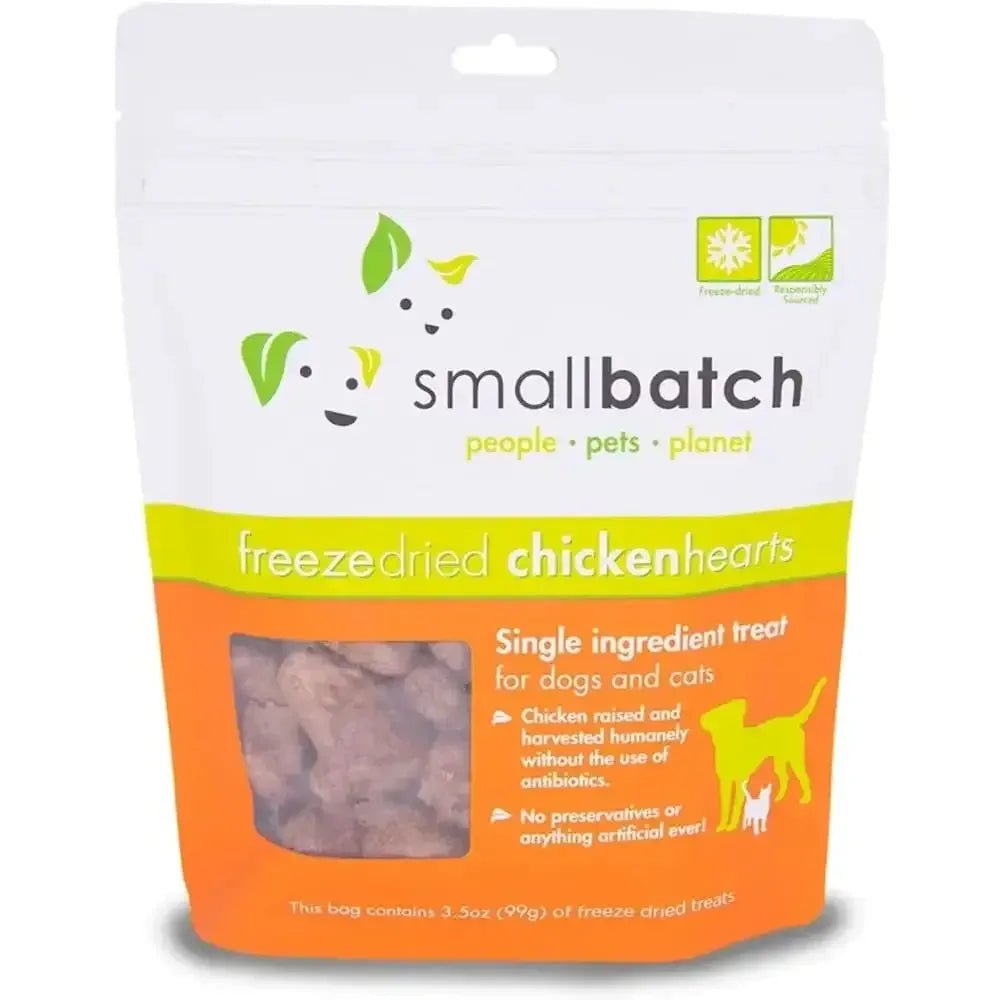 Smallbatch Pets Premium Freeze - Dried Chicken Heart Treats for Dogs and Cats, 3.5 oz - Talis Us