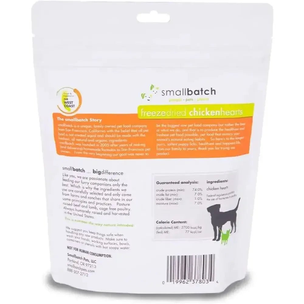 Smallbatch Pets Premium Freeze - Dried Chicken Heart Treats for Dogs and Cats, 3.5 oz - Talis Us