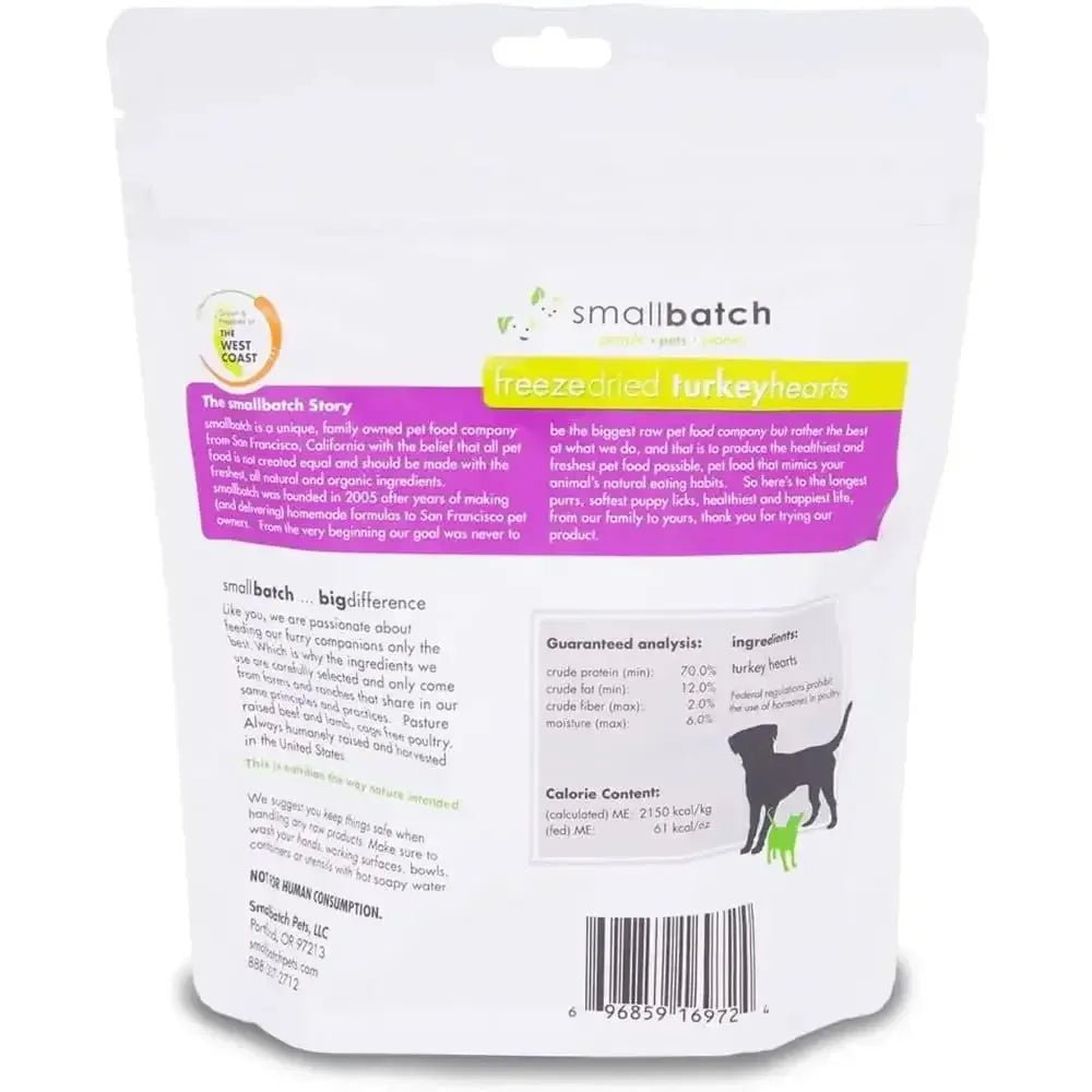 Smallbatch Pets Premium Freeze - Dried Turkey Heart Treats for Dogs and Cats, 3.5 oz - Talis Us