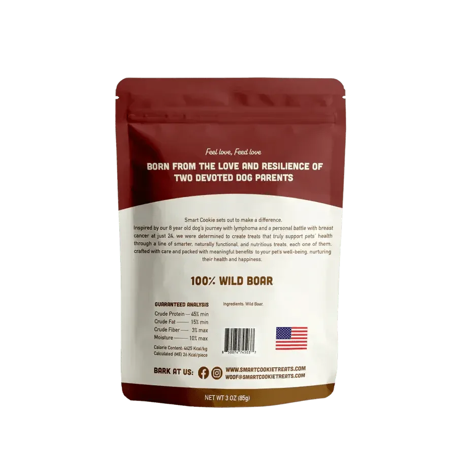 Smart Cookie Wild Boar Jerky for Dogs - 100% Natural 3oz - Talis Us