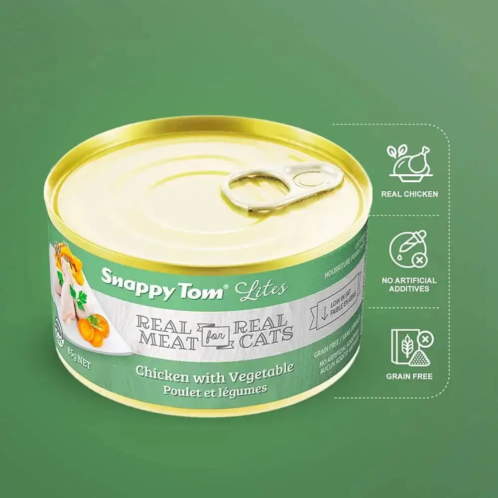 Snappy Tom Lites Chicken with Vegetables Canned Cat Food 24/3oz Snappy Tom