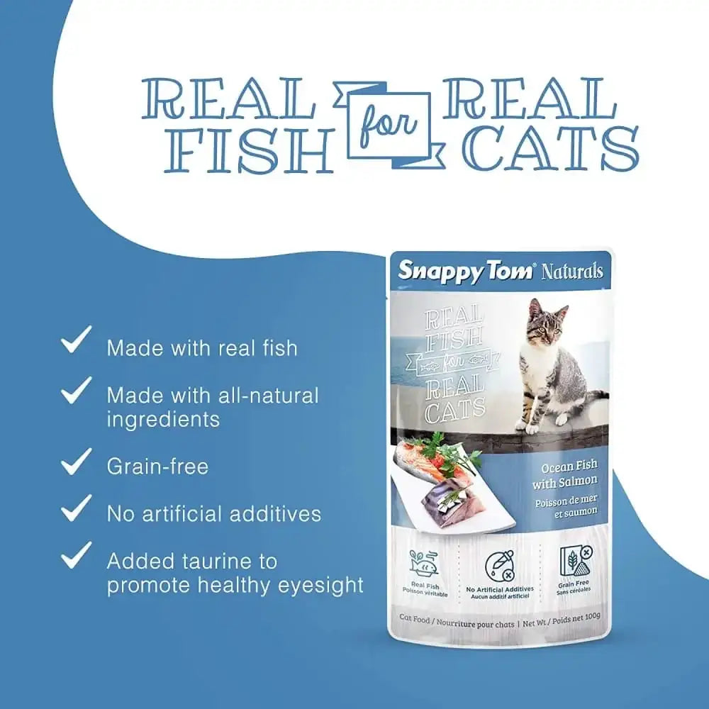 Snappy Tom Naturals Ocean Fish with Salmon Wet Cat Food 12/3.5oz Snappy Tom