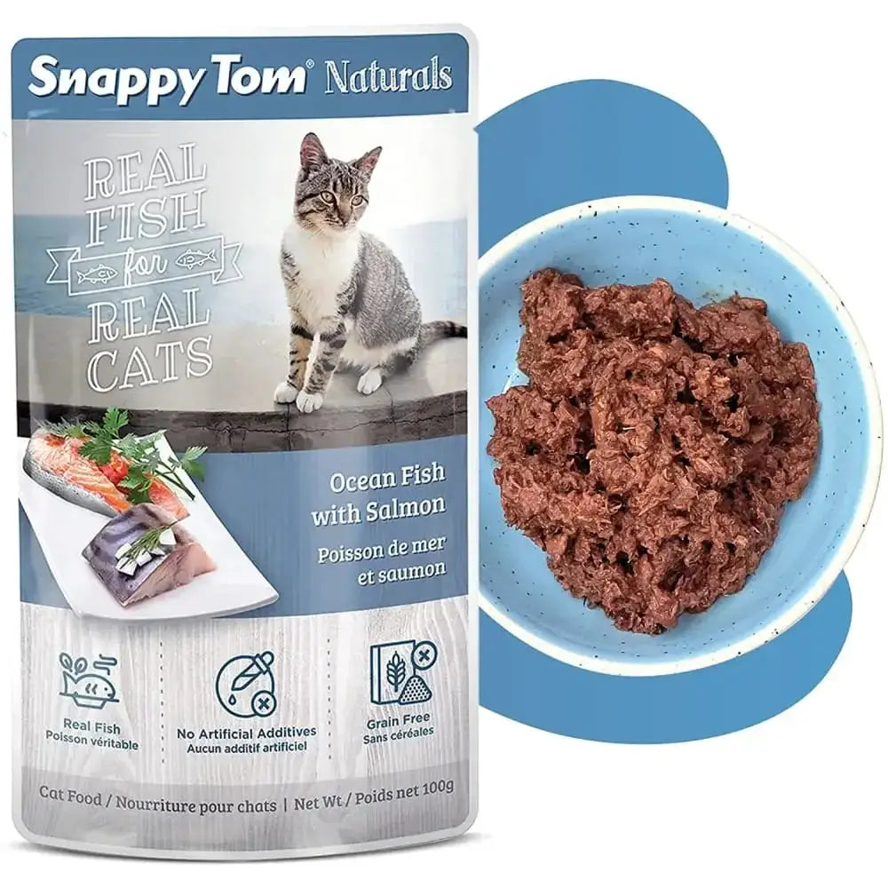 Snappy Tom Naturals Ocean Fish with Salmon Wet Cat Food 12/3.5oz Snappy Tom