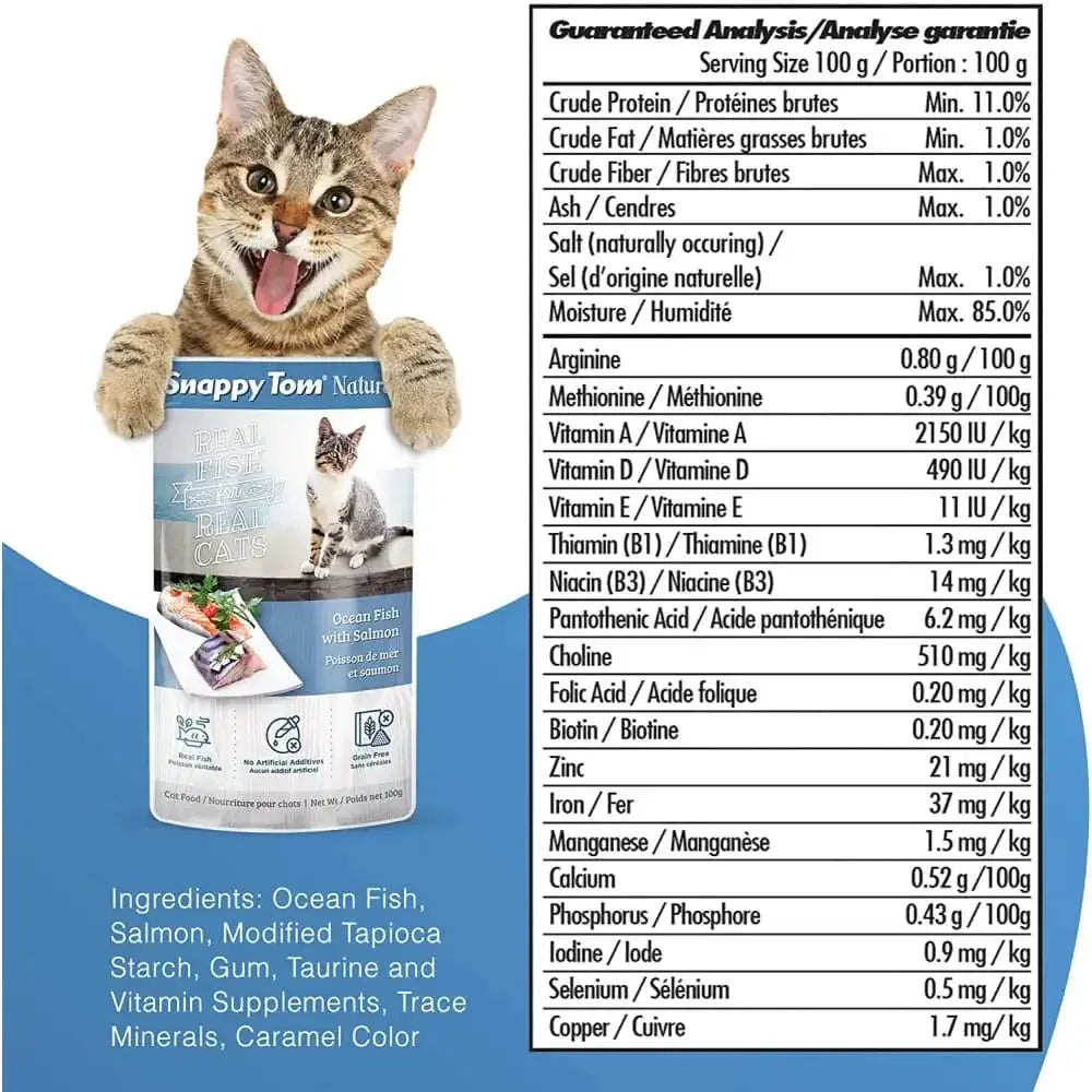 Snappy Tom Naturals Ocean Fish with Salmon Wet Cat Food 12/3.5oz Snappy Tom