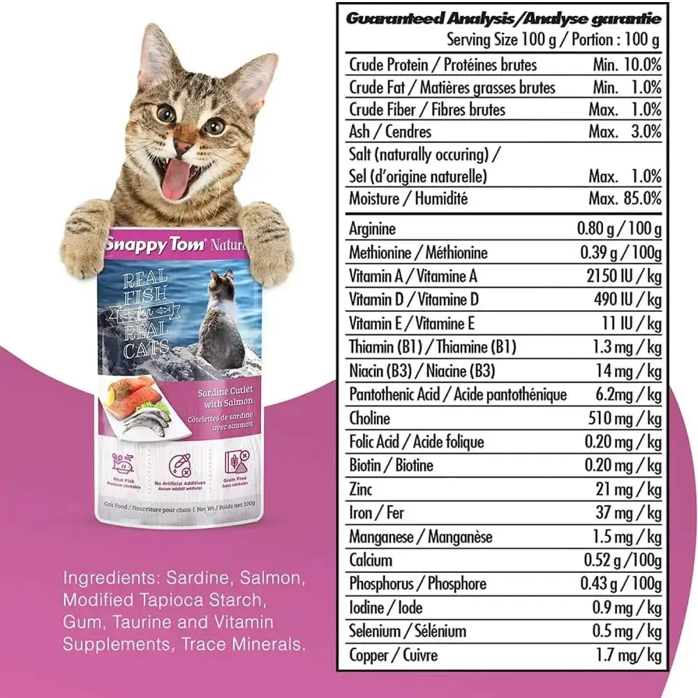 Snappy Tom Naturals Sardine Cutlet with Salmon Wet Cat Food Snappy Tom