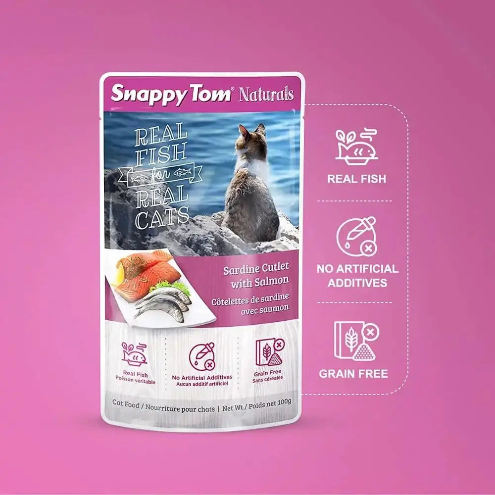 Snappy Tom Naturals Sardine Cutlet with Salmon Wet Cat Food Snappy Tom