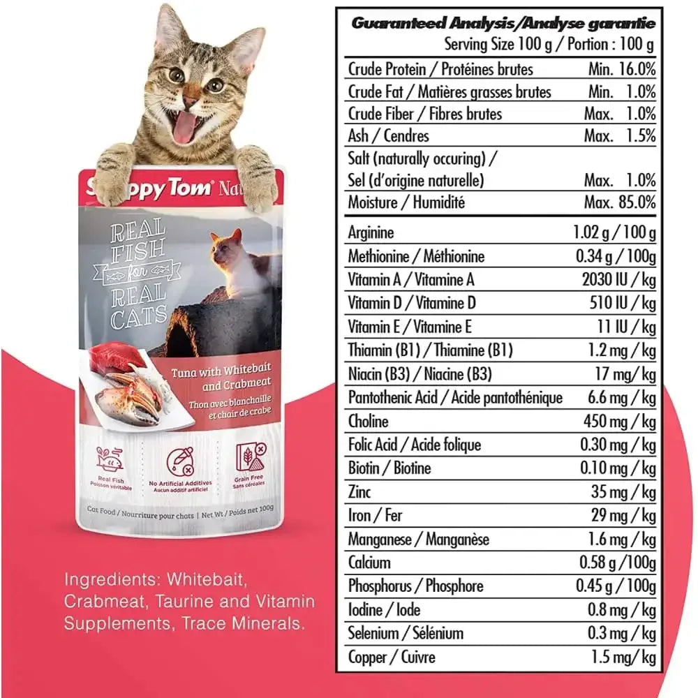 Snappy Tom Naturals Tuna with Whitebait & Crabmeat Wet Cat Food 12/3.5oz Snappy Tom