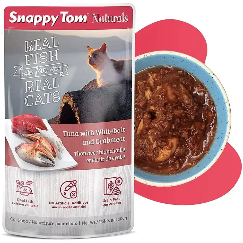 Snappy Tom Naturals Tuna with Whitebait & Crabmeat Wet Cat Food 12/3.5oz Snappy Tom