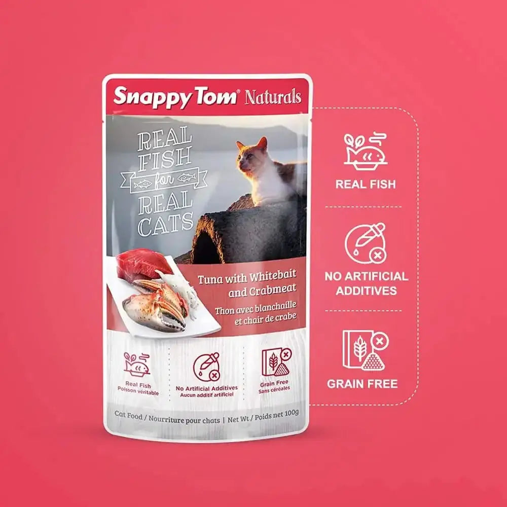 Snappy Tom Naturals Tuna with Whitebait & Crabmeat Wet Cat Food 12/3.5oz Snappy Tom