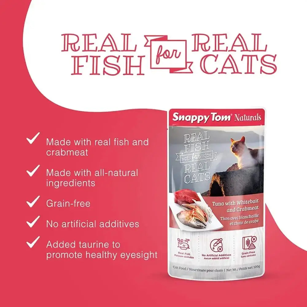 Snappy Tom Naturals Tuna with Whitebait & Crabmeat Wet Cat Food 12/3.5oz Snappy Tom