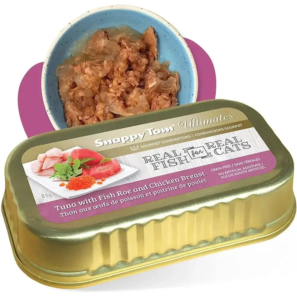 Snappy Tom Ultimates Fresh Tuna with Fish Roe and Chicken Breast Canned Cat Food 12/3oz Snappy Tom