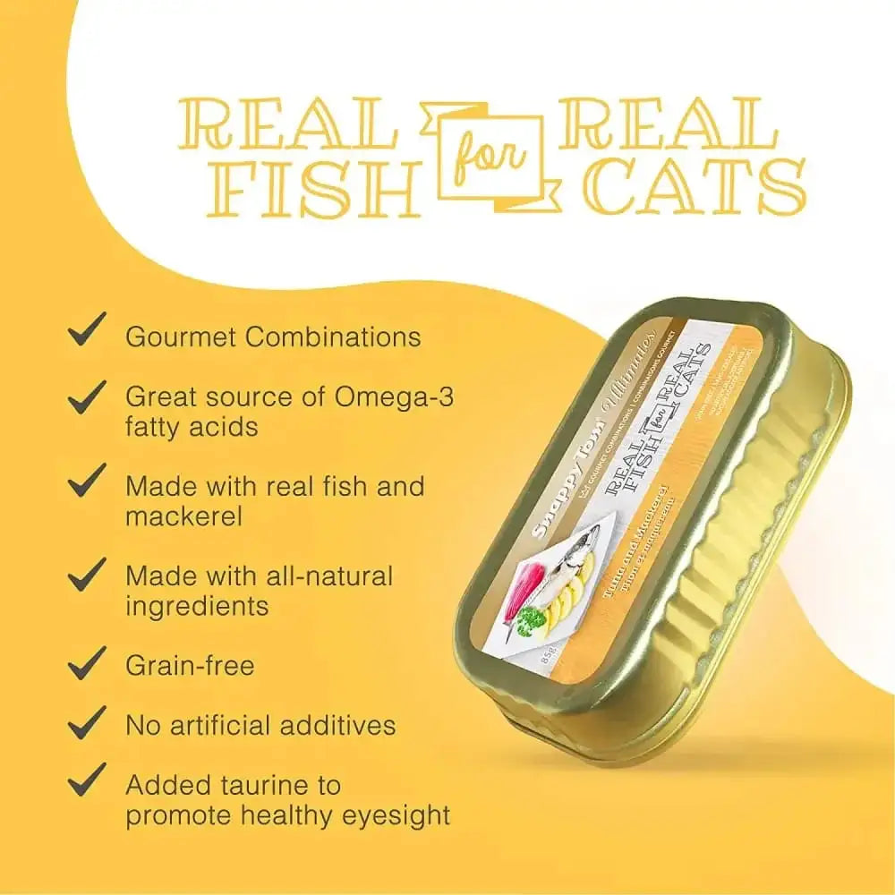 Snappy Tom Ultimates Fresh Tuna and Mackerel Canned Cat Food 12/3oz Snappy Tom