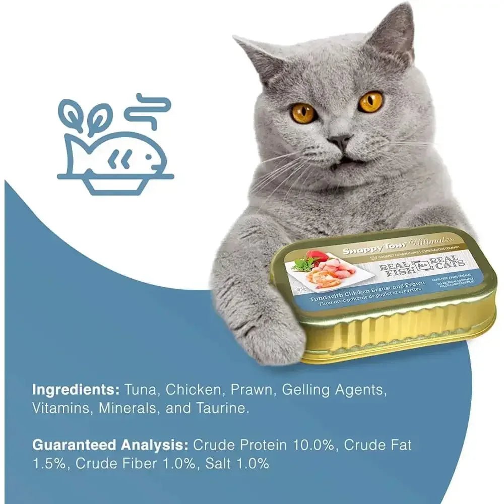 Snappy Tom Ultimates Fresh Tuna with Chicken Breast and Prawn Canned Cat Food 12/3oz - Talis Us