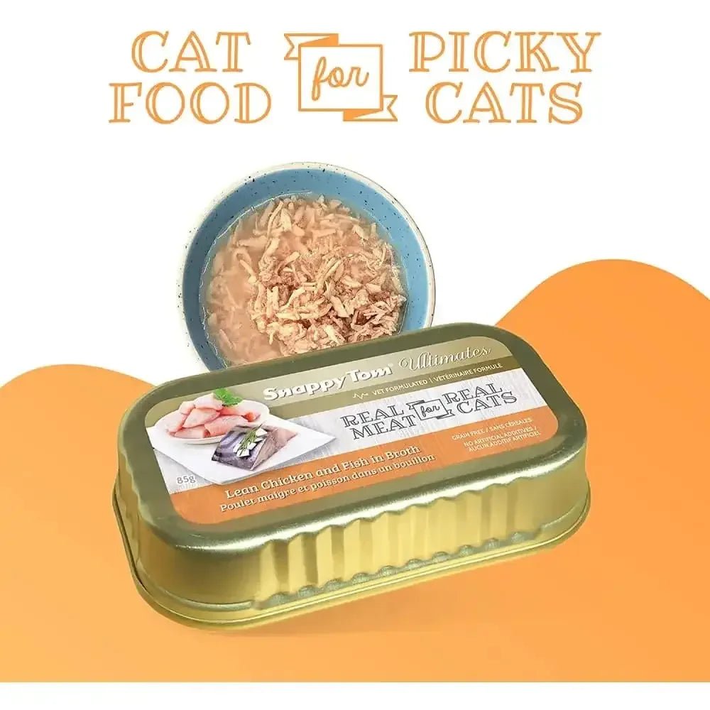 Snappy Tom Ultimates Lean Chicken and Fish in Broth Canned Cat Food 12/3oz - Talis Us