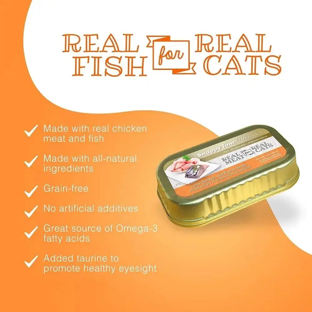 Snappy Tom Ultimates Lean Chicken and Fish in Broth Canned Cat Food 12/3oz - Talis Us