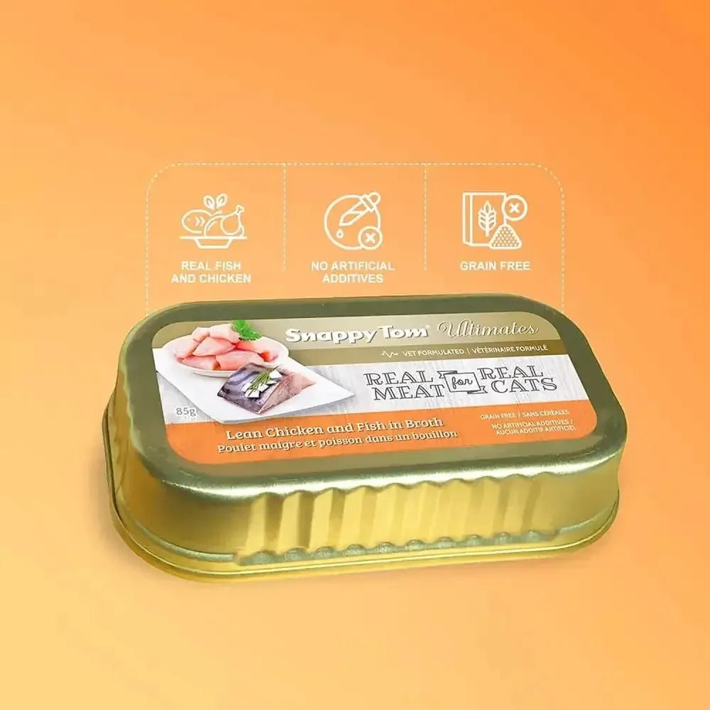 Snappy Tom Ultimates Lean Chicken and Fish in Broth Canned Cat Food 12/3oz - Talis Us