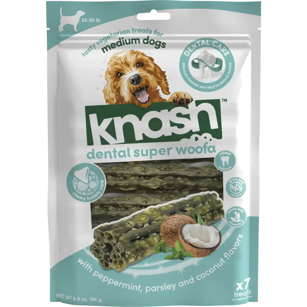 Knash Dental Super Woofa Dental Dog Treats for Medium Dogs with Coconut and Peppermint Flavors