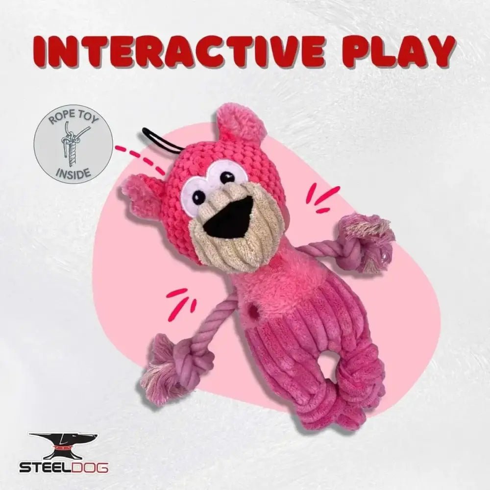 Steel Dog Polka Dot Pals Plush Dog Toy with Knotted Rope - Talis Us