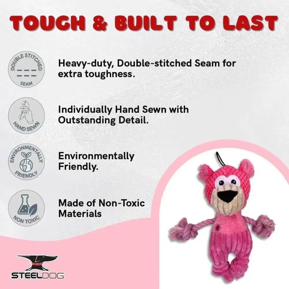 Steel Dog Polka Dot Pals Plush Dog Toy with Knotted Rope - Talis Us