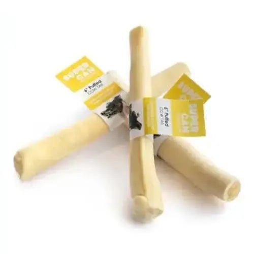 Supercan Bullysticks 6" White Cow Tail Best Dental Chews for Dogs 50 ct - Talis Us