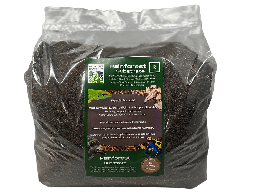Bag of premium rainforest terrarium substrate, 6 qt, hand-blended all-natural habitat.