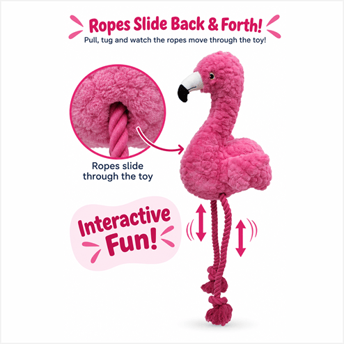 Petlou Tuggyz Flamingo Dog Tug Toy