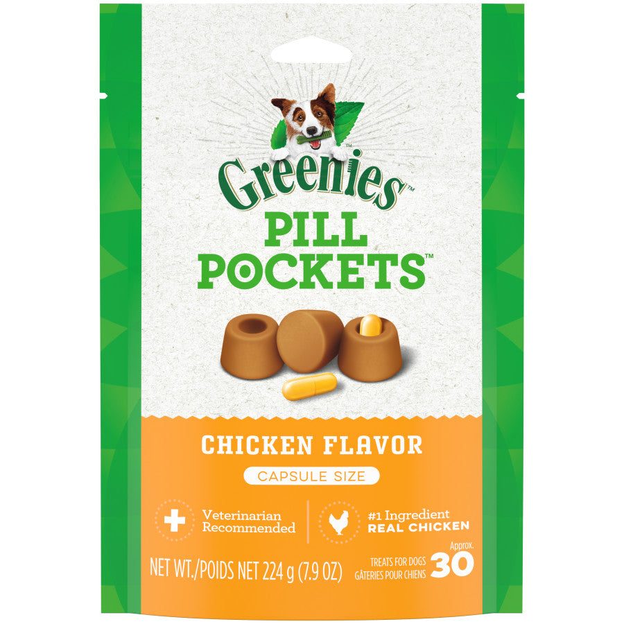 Greenies Chicken Pill Pockets dog treats hiding a pill