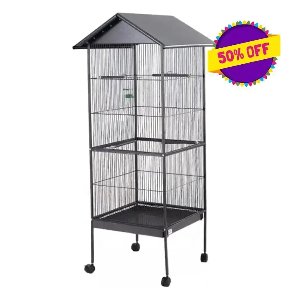 Talis 61 Large Bird Cage with Roof and Lockable Casters Stainless Steel BirdCage for Parrots, Talis Us Bird