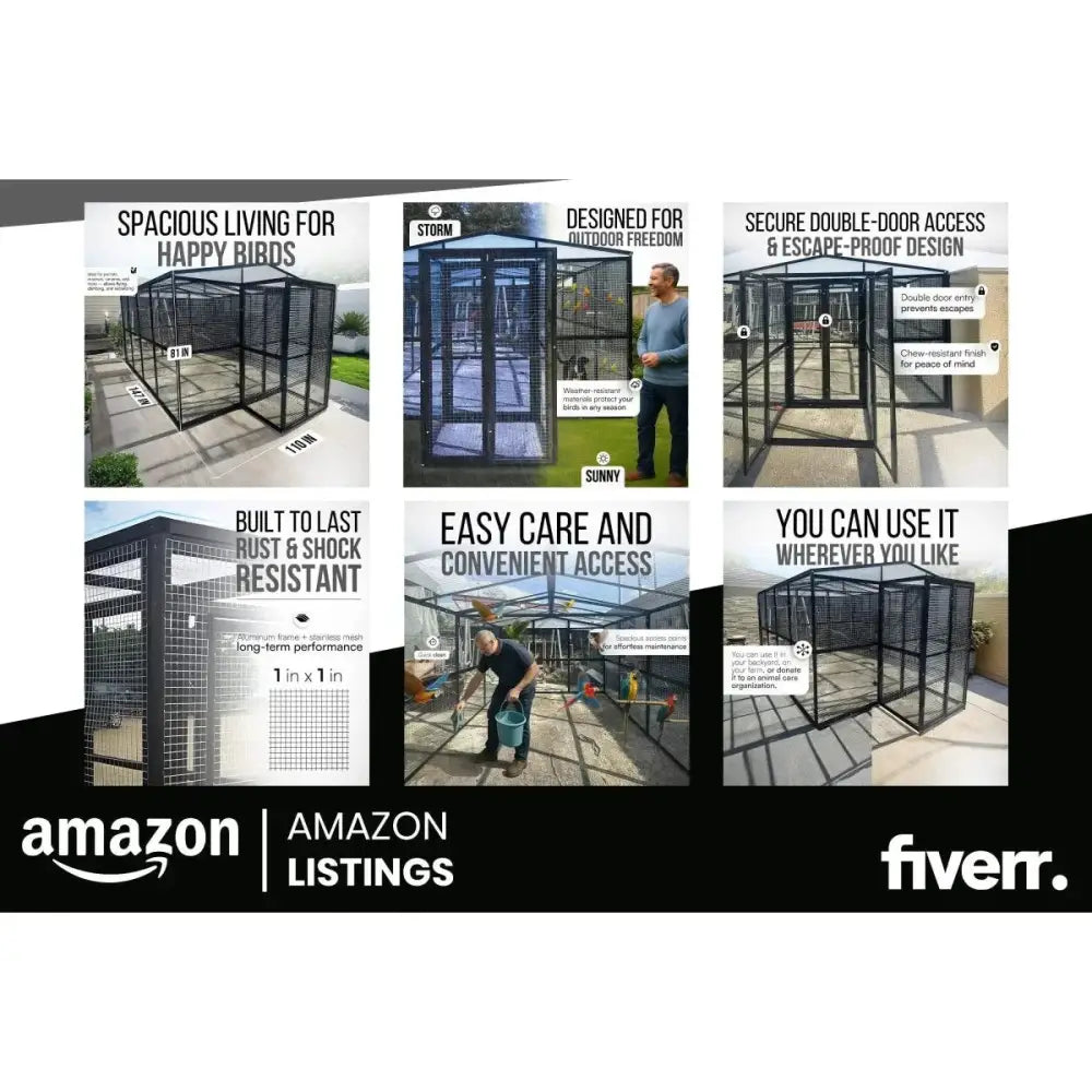 Talis - us Large Outdoor Bird Aviary Walk - In Iron Mesh Cage with Double Doors - Talis Us