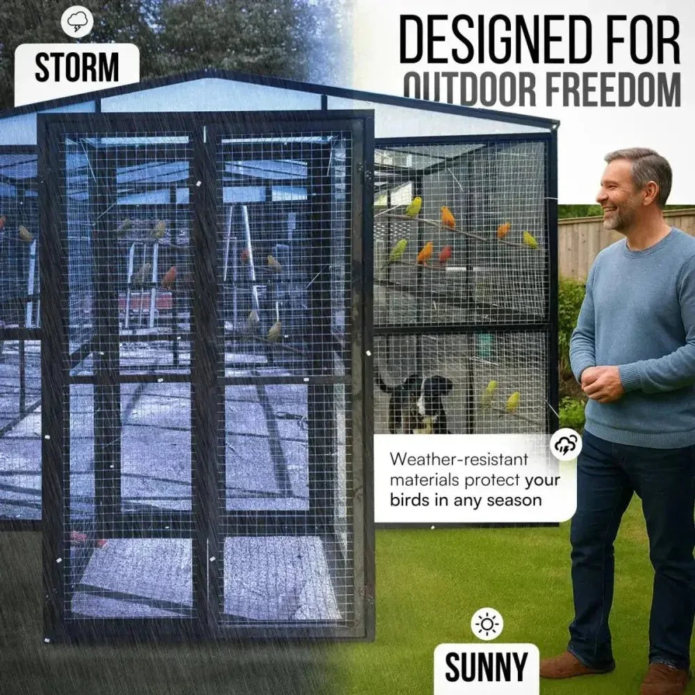Talis - us Large Outdoor Bird Aviary Walk - In Iron Mesh Cage with Double Doors - Talis Us