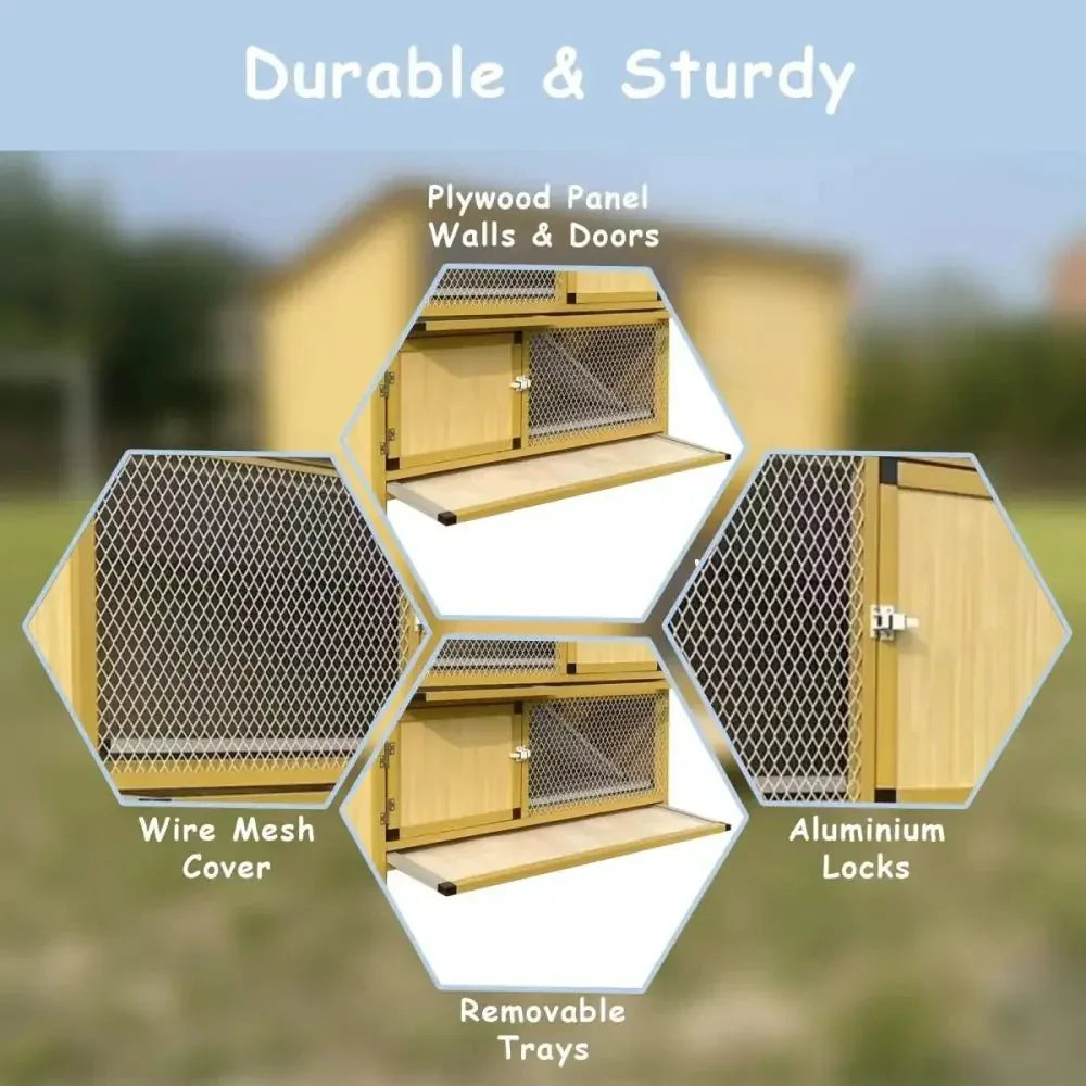 Talis - us Rabbit Hutch Small Animals Habitat with Ramp, Removable Tray, and Weatherproof Roof - Talis Us