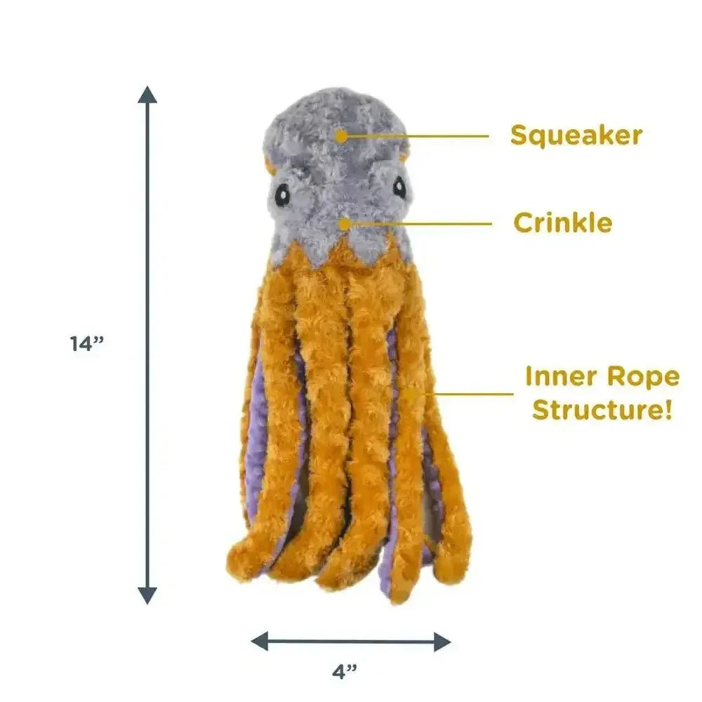 Tall Tails Octopus Dog Toy with Squeaker 14" - Talis Us