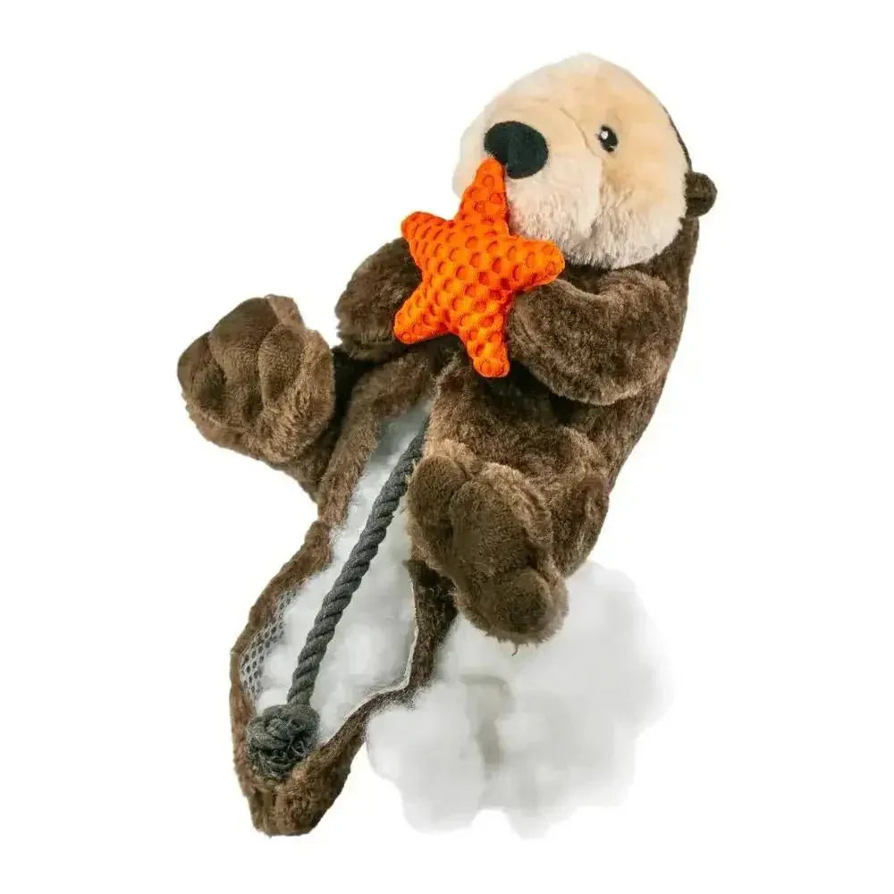 Tall Tails Possum Rope Body Dog Toy featuring a plush otter holding an orange starfish.