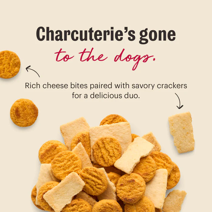 The Honest Kitchen cheese and crackers dog treats featuring rich cheese bites and savory crackers