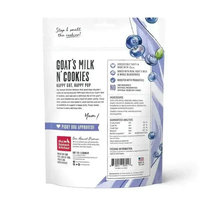 The Honest Kitchen Goat's Milk N' Cookies: Slow Baked with Blueberries & Vanilla Dog Treats 8oz - Talis Us