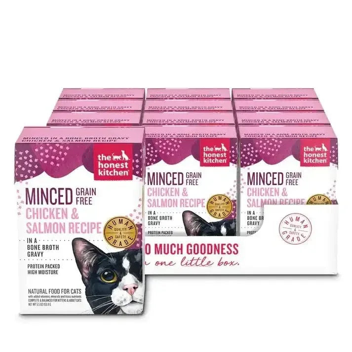 The Honest Kitchen Grain Free Minced Chicken & Salmon in Bone Broth Gravy Wet Cat Food 12/5.5oz - Talis Us